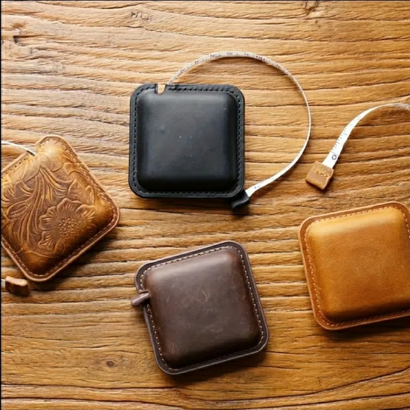 NEW! Brown Leather Embossed Tape Measurer - Picture 5 of 6